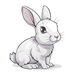 Fototapeta premium Cute Cartoon Rabbit with Big Ears Sitting Side View Illustration