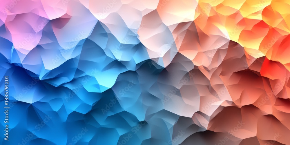 Poster abstract triangular facets create a textured colorful landscape illustration