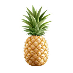 Fototapeta premium A vibrant, ripe pineapple with a textured, spiky crown and a golden yellow hue.
