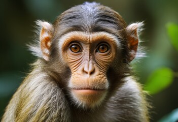 Obraz premium The monkey face is long and the tail is long