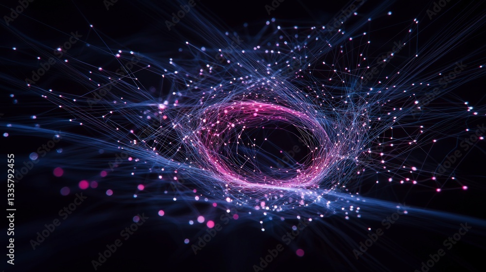 Poster global network data flow ai business connections technology abstract background