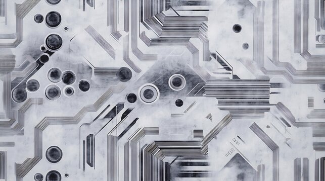 High tech grey design with circuit inspired abstract patterns giving a digital modern aesthetic