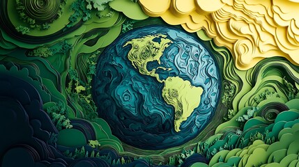 Fototapeta premium Earth Papercut Art