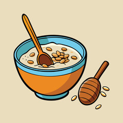 Oatmeal bowl with spoon