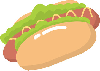 Hot dog with vegetable and sausage illustration 