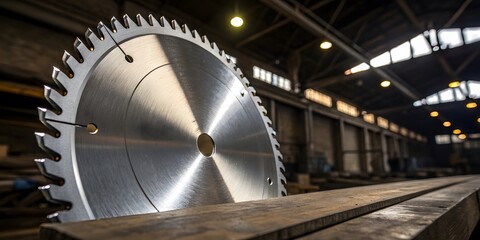 Industrial Circular Saw Blade Focused in Warehouse Setting
