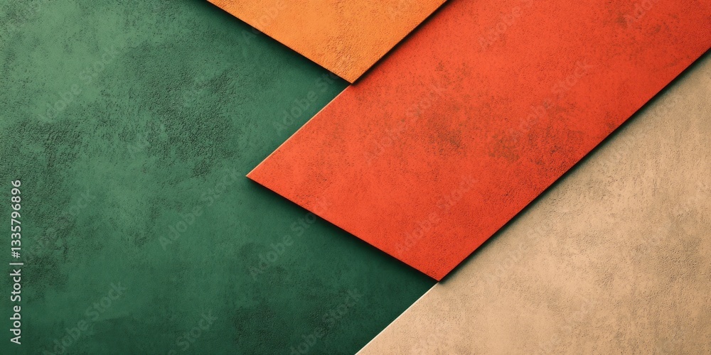 Poster colorful geometric shapes layered upon one another create an abstract design