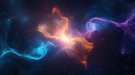 Obraz premium Colorful Cosmic Nebula in Deep Space with Bright Lights and Stars