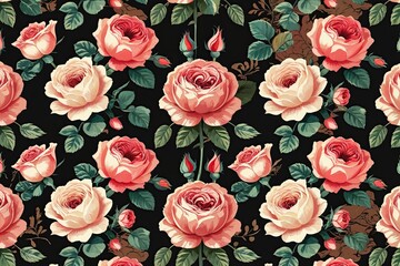 Retro Floral Pattern Artwork of Synthetic Flowers for Stunning Background Design