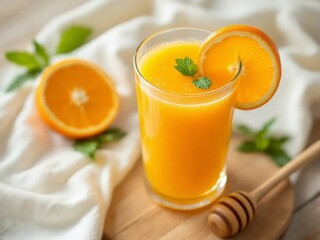 Fototapeta premium Freshly Squeezed Orange Juice with Lemon and Honey