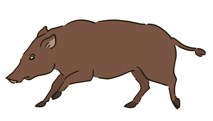 走るイノシシのイラスト