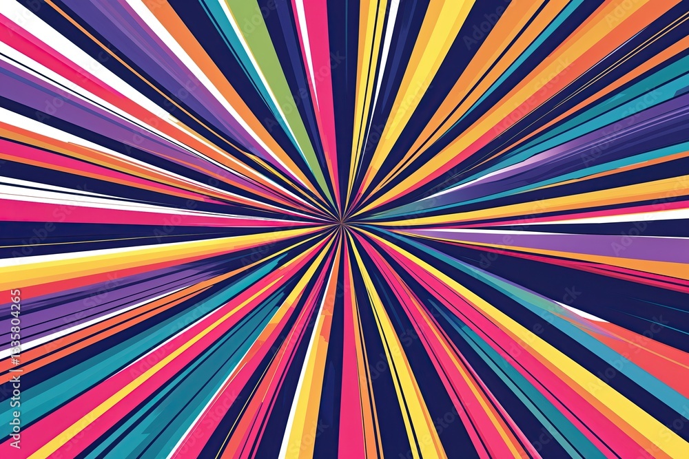 Poster dynamic radial line patterns in vibrant comic style for fast graphic design