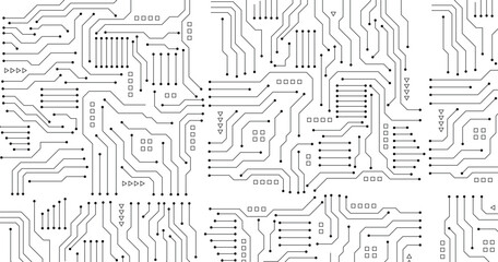 technology background with hi-tech digital data connection system and computer electronic design.  High-tech circuit board connection system.