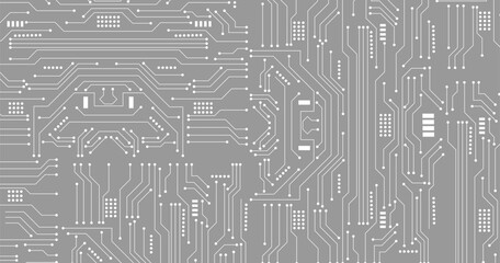 Technology white circuit diagram on black background.