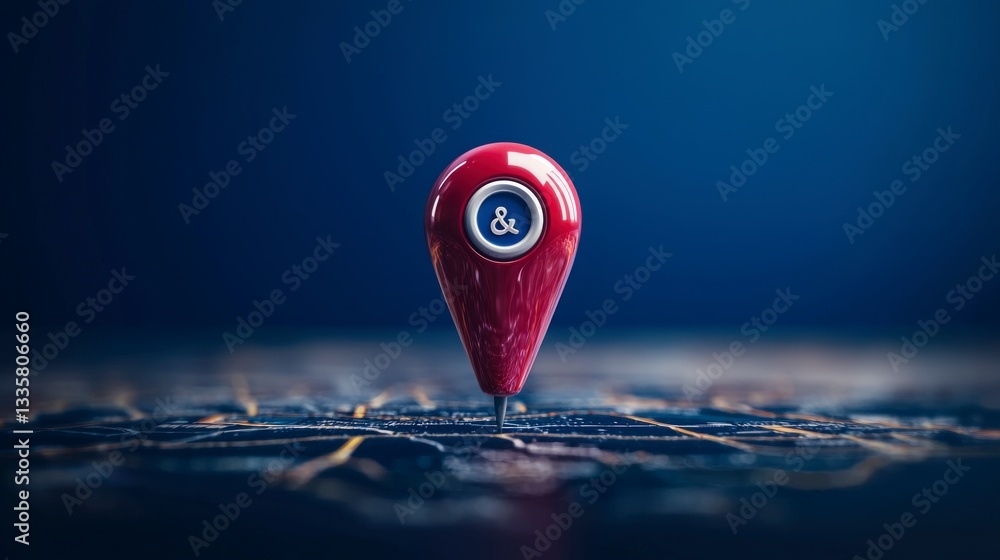 Poster red location pin on map gps navigation destination coordinates