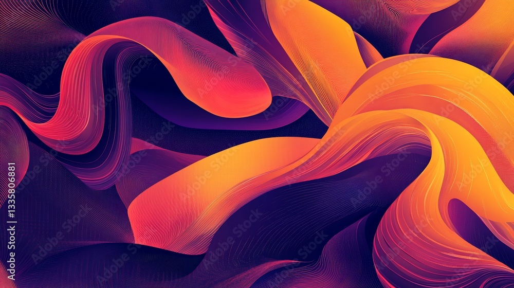 Poster gradient abstract waves with intricate line work creates a mesmerizing effect