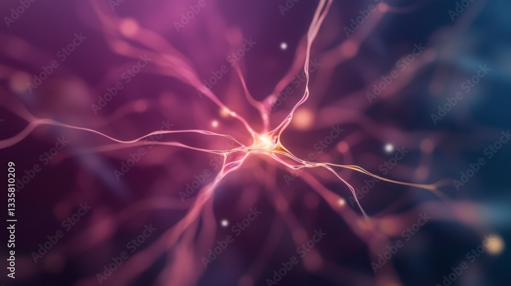 Poster abstract neural network glowing pink purple synapses high resolution background