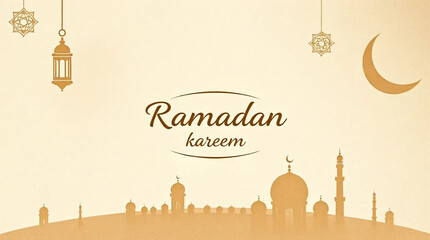 Ramadan Kareem Greeting Background Template with Subtle Textures, Muted Earth Tones, and Sophisticated Look