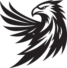Majestic Black and White Eagle Vector Illustration – Fierce Falcon Silhouette Logo
