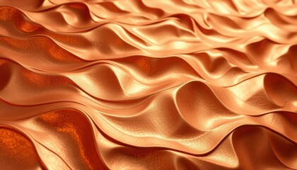 Obraz premium Hyperrealistic Copper Waves Metallic Texture, Rich Color Depth