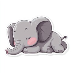 Fototapeta premium A cute sleeping elephant, portraying tranquility and innocence in a playful design.