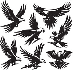 Majestic Black and White Eagle Vector Illustration – Fierce Falcon Silhouette Logo