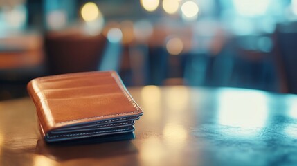 Close-up of a wallet on a table, symbolizing financial security and personal wealth management.
