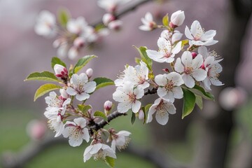 Obraz premium Stunning Close-Up of White Apple Blossom Flowers in Spring Season