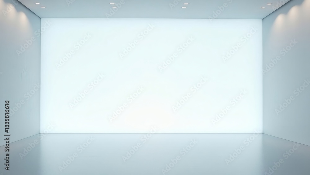 Poster empty room with bright walls and spotlights, creating a clean and modern atmosphere, the lighting on