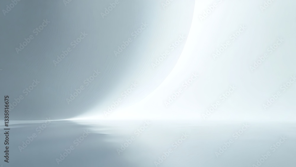 Poster a minimalistic, smooth, and reflective 3d rendering of a sphere in a spacious environment, exuding a