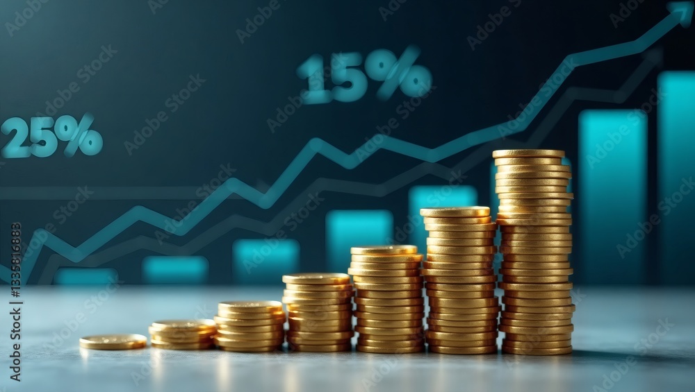 Poster a growing graph with a stack of golden coins