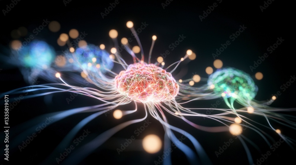 Aufkleber ai neural network brain connections technology data abstract