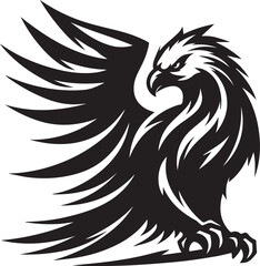 Majestic Black and White Eagle Vector Illustration – Fierce Falcon Silhouette Logo