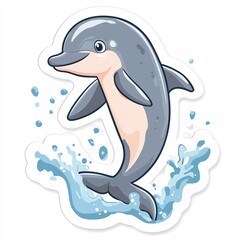 Naklejka premium A playful dolphin jumping out of the water, showcasing its grace and energy.