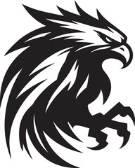 Majestic Black and White Eagle Vector Illustration – Fierce Falcon Silhouette Logo