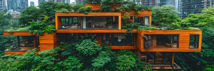 Green Roof Modern House Illustration