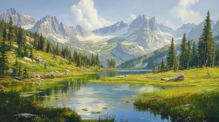 Serene Mountain Landscape Scene