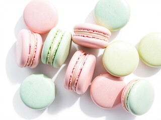 Fototapeta premium Pastel Macarons on White Background