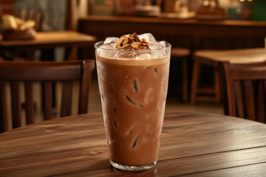  A refreshing glass of iced Milo in a traditional Malaysian kopitiam setting.