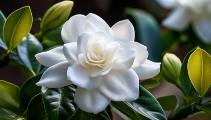 Fototapeta premium white gardenia flower in full bloom