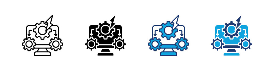 System Integration Multi Style Icon Set Vector 