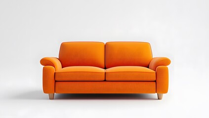 Fototapeta premium A vibrant orange modern loveseat on a white background
