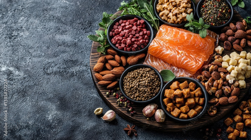 Aufkleber an array of diverse foods artfully arranged on a table for a memorable dining experience