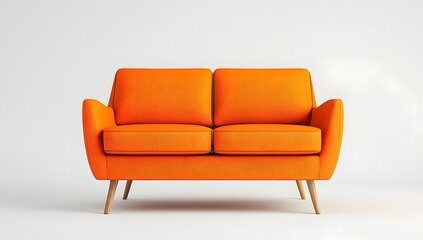Fototapeta premium Bright Orange Modern Two Seater Sofa