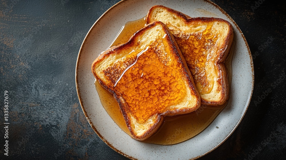 Poster freshly toasted bread slices arranged neatly on a plate perfect for spreading toppings or dips