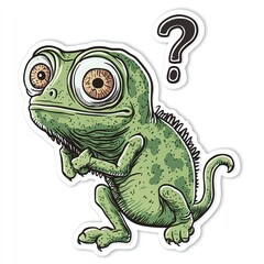 Obraz premium A quirky chameleon with big eyes, pondering life's mysteries.
