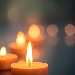 Warm candle lights, water illustration template for product promotion ads. Soft background. Design for product advertisement