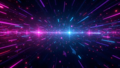 Obraz premium A futuristic and vibrant web background featuring abstract digital shapes and patterns that symbolize the integration of artificial intelligence technology into virtual environments.