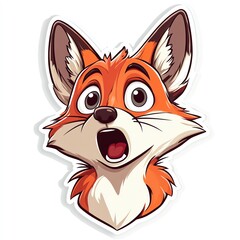 A surprised cartoon fox head with wide eyes and expressive features.