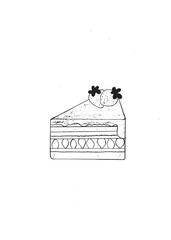 Obraz premium Hand Drawn Cake Slice Illustration Perfect for Coloring Pages and Bakery Inspired Designs